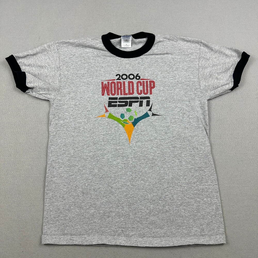 Vintage FIFA World Cup Shirt Men Medium Gray 2006 ESPN Ringer Graphic Tee M